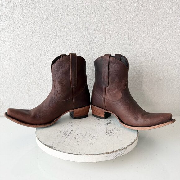 Lane EMMA JANE Womens Cowboy Bootie 9.5 Cognac Brown Western Cowgirl Short Boots - Picture 7 of 11